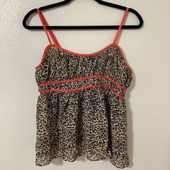 Secret Treasures Y2K Style Cheetah Print McBling Babydoll Camisole Large - Picture 1 of 9